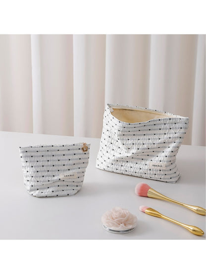 Cosbai - Portable Polka Dot Printed Makeup Bag