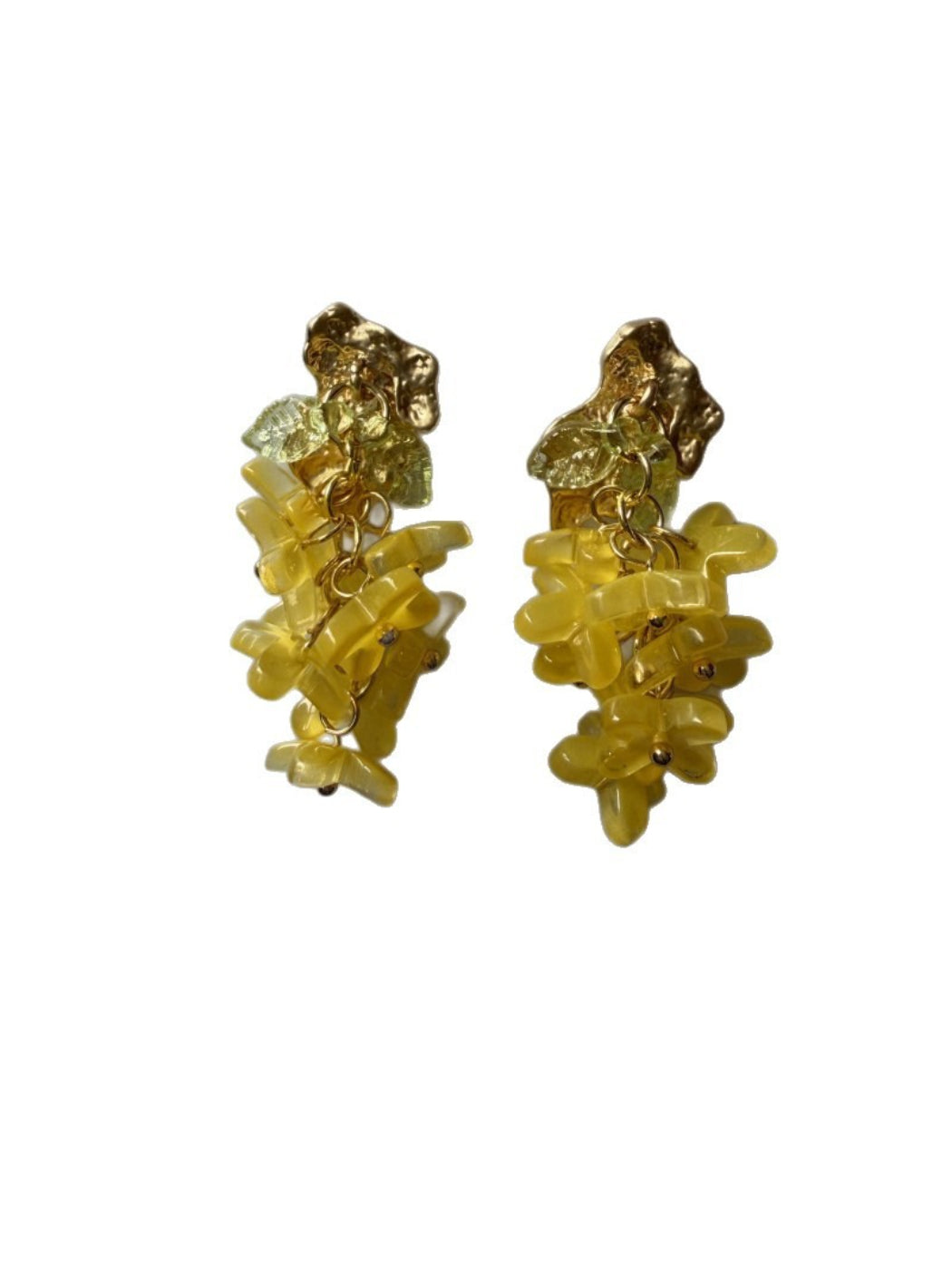 Side view of Earwish Floral Charm Layered Dangle Earrings highlighting layered design