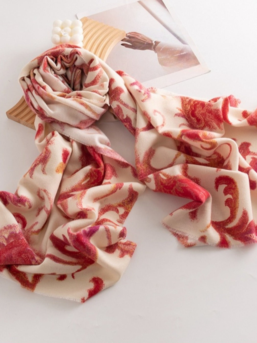 Scarvii - Red Flower Print Scarf & Shawl