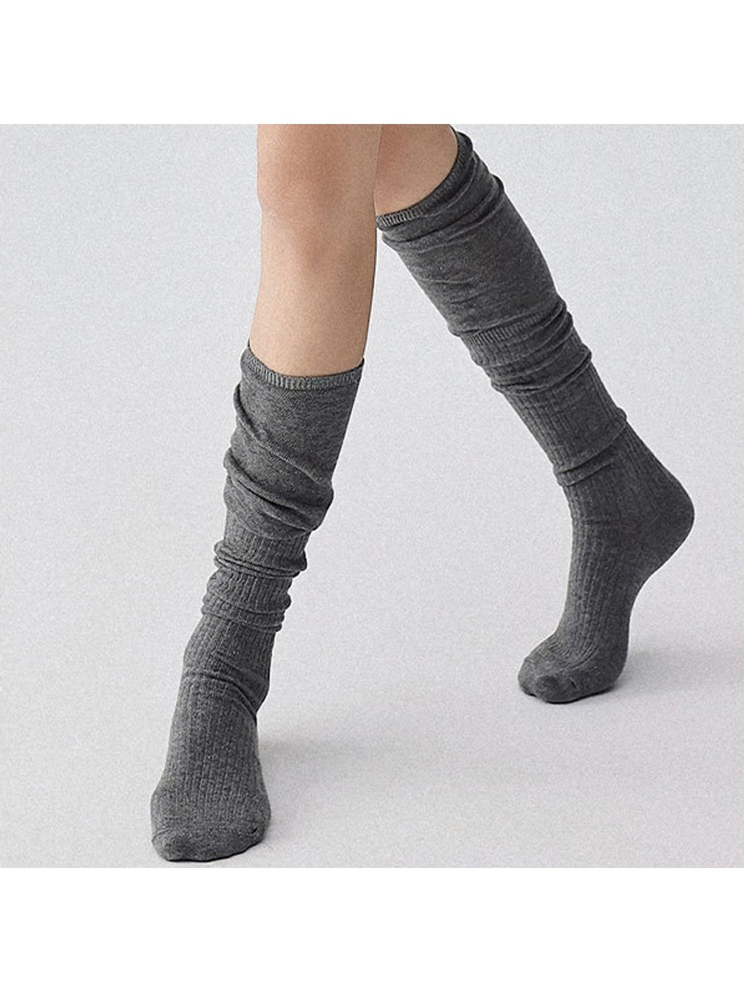 Rufia - Solid Color Textured Knee-High Socks