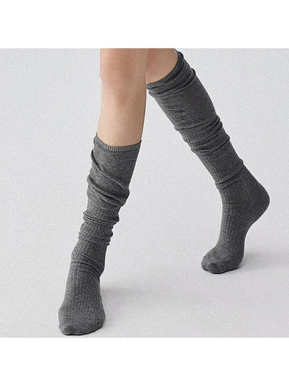 Rufia - Solid Color Textured Knee-High Socks