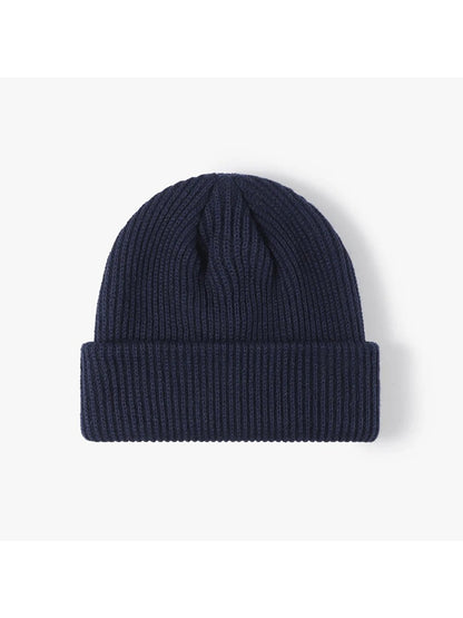 Haila - Solid Ribbed Cuffed Acrylic Knit Beanie