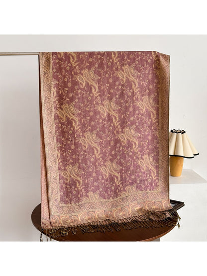 Scarvii - Vintage Paisley Print Fringe Scarf