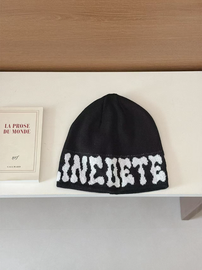 Haila - Letter Pattern Cuffed Beanie