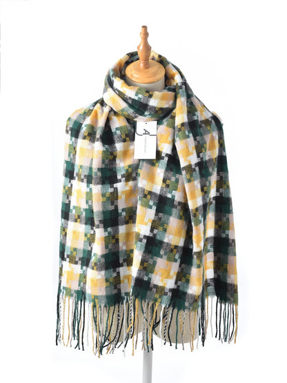 Scarvii – Pixel Plaid Fringe Scarf