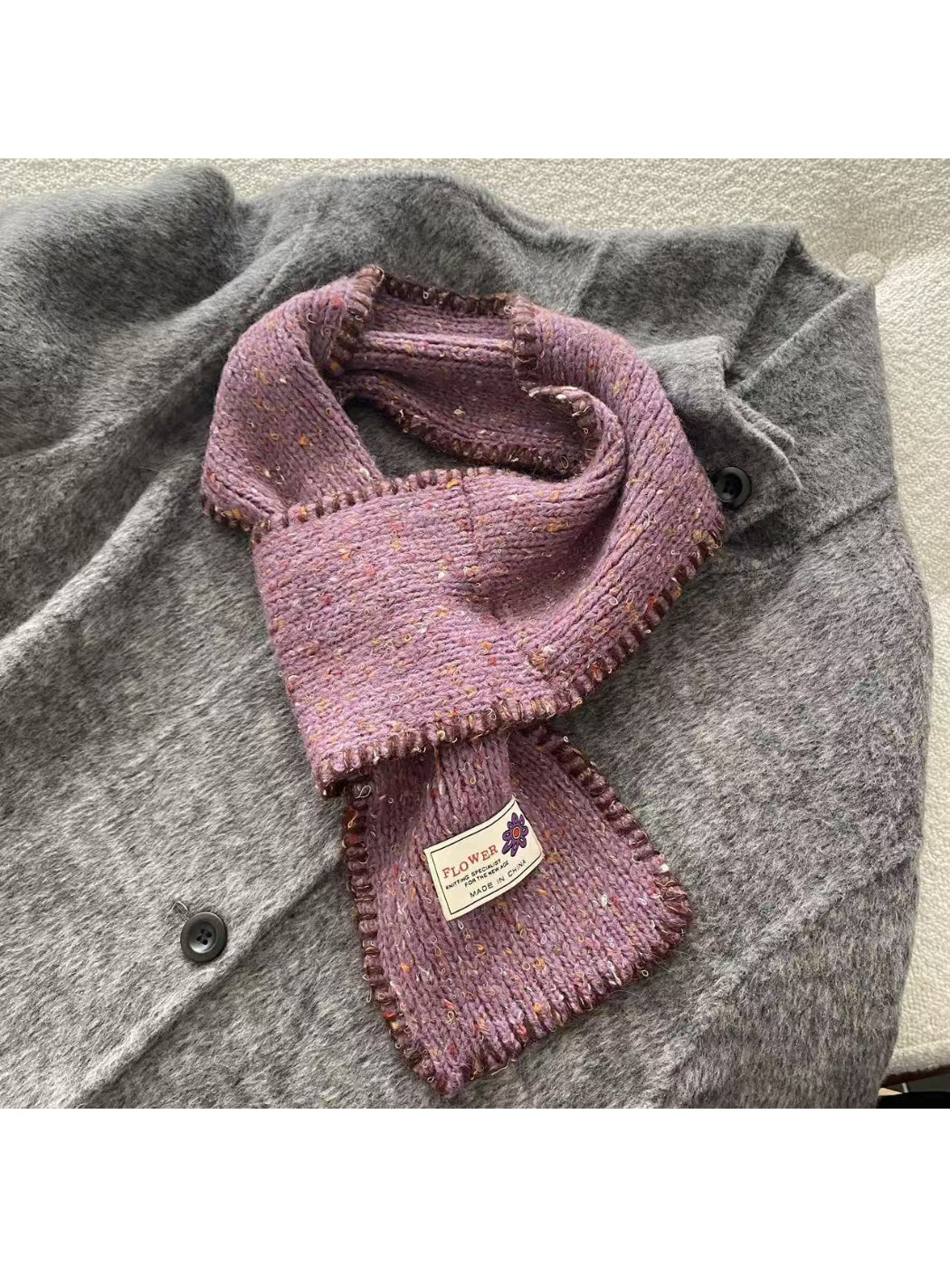 Scarvii - Flecked Blanket Stitch Knit Scarf