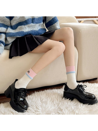 Rufia - Casual Ribbed Cartoon Cuff Crew Socks product image 2