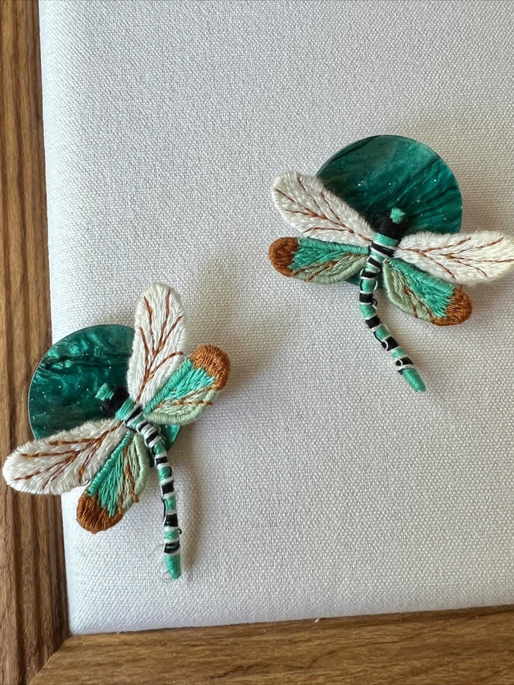 Earwish - Vintage Green Earrings with Dragonfly Shaped