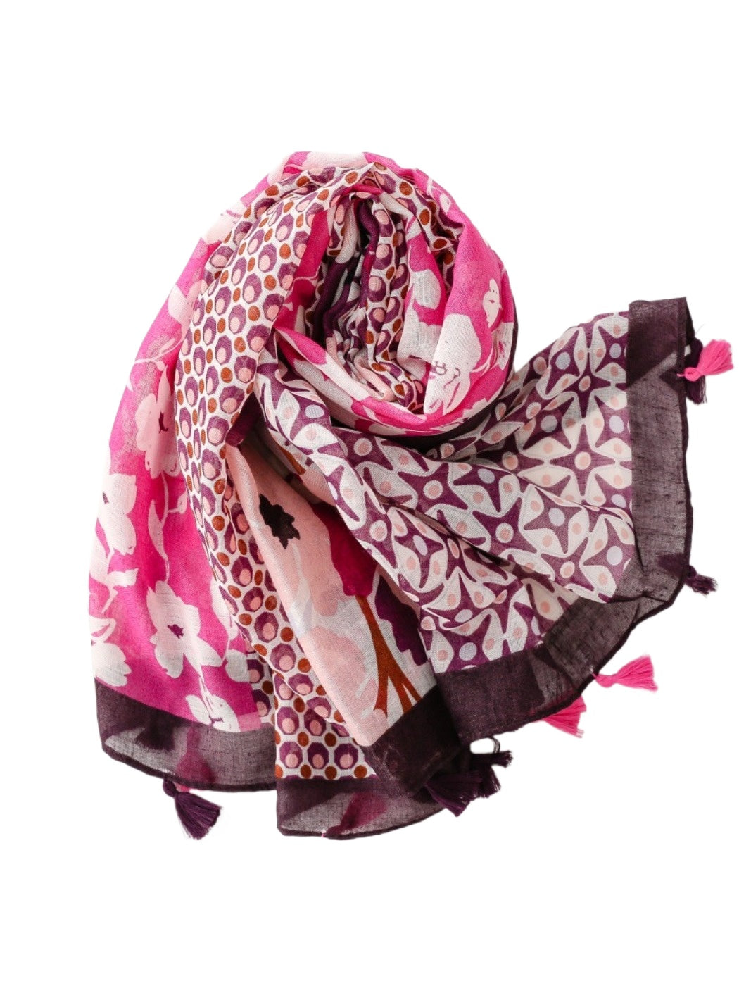 Scarvii - Pink Bohemian Floral Travel Scarf for Women