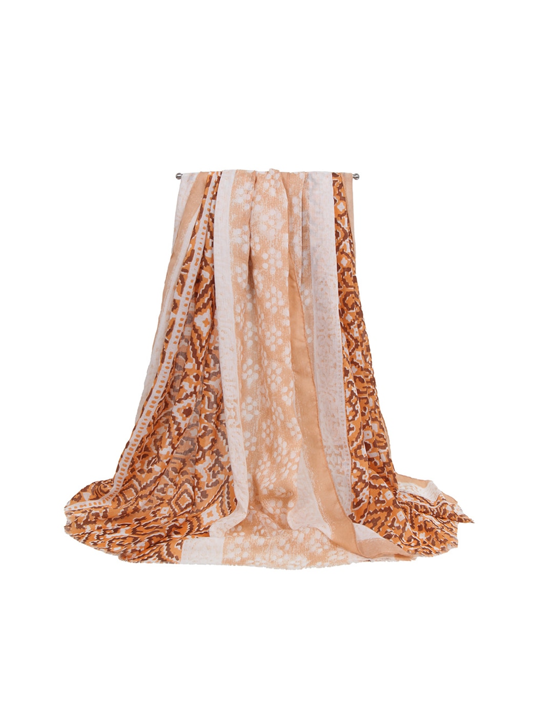 Scarvii - Geometric Print Colorblock Wrap Scarf