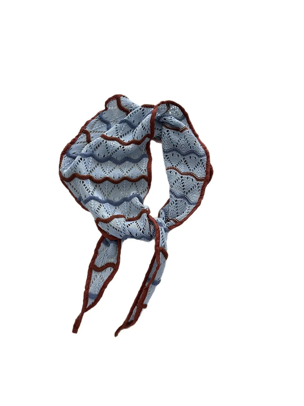 Scarvii - Openwork Stripe Knit Triangle Scarf