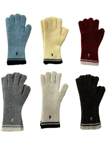 Gloving - Unisex Full-Cover Knitted Gloves with Letter Embroidered