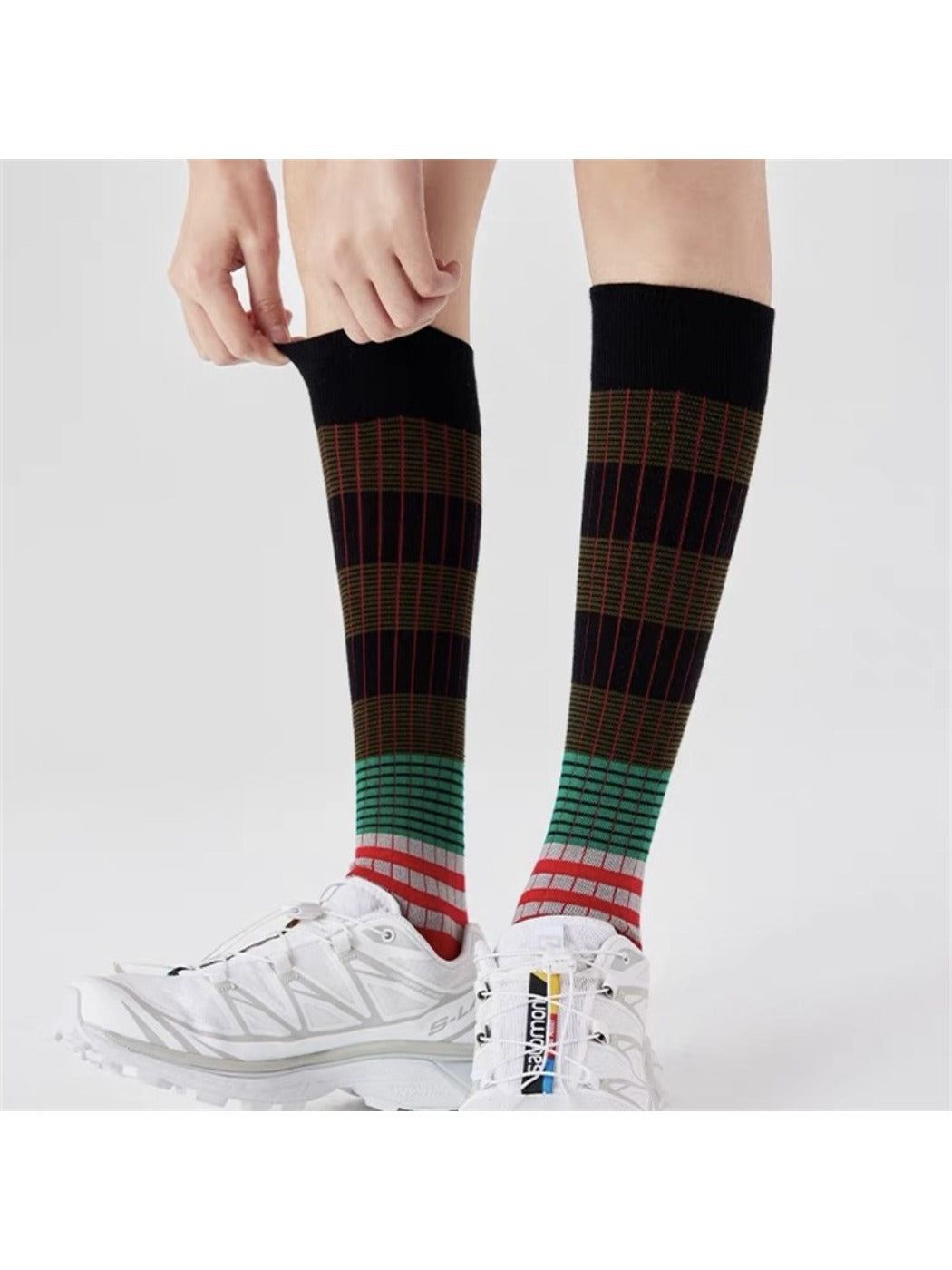 Rufia - Retro Color Block Long Socks for Women
