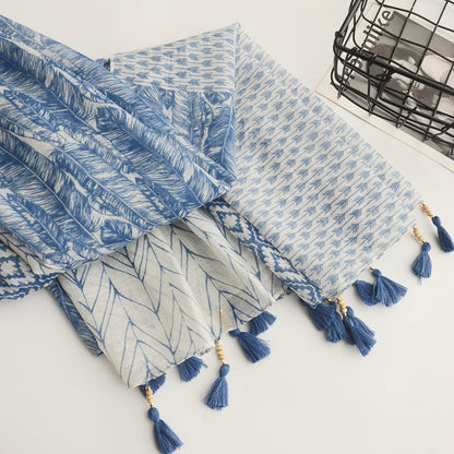 Scarvii - Boho Tassel Scarf 70.8"x35.4" - Blue - product image