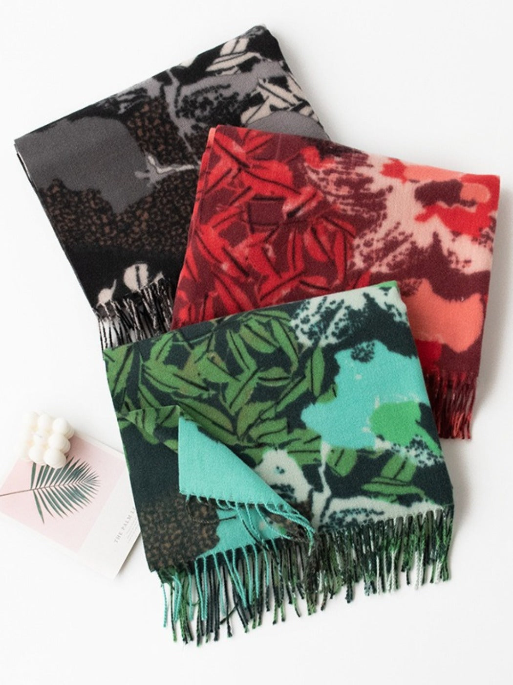 Scarvii - Thick Leaf Print Winter Scarf & Shawl