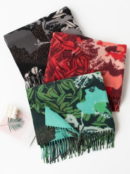 Scarvii - Thick Leaf Print Winter Scarf & Shawl