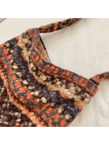 Cosbai - Patterned Soft Knit Shoulder Bag