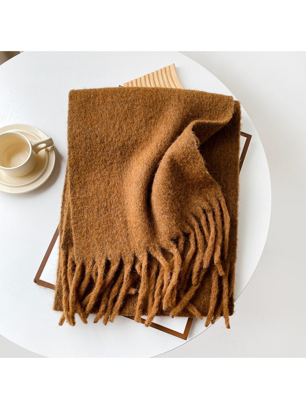 Scarvii - Brushed Solid Color Fringe Scarf