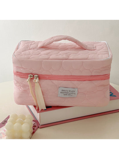 Cosbai Soft Heart Cosmetic Case in pink with heart shape on a white background