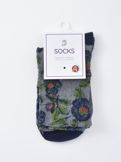 Rufia - Classic Rose Embroidery Crew Socks