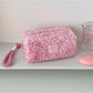 Cosbai - Plush Leopard Print Cosmetic Storage Bag