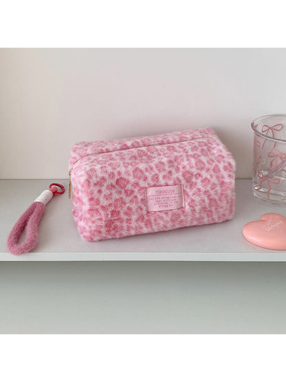 Cosbai Plush Leopard Print Cosmetic Storage Bag product photo 6