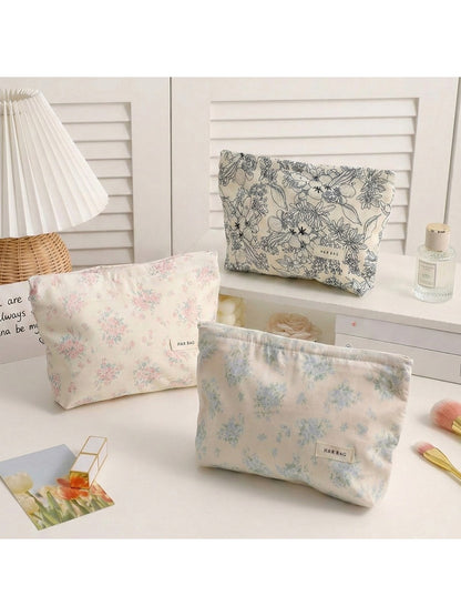 Cosbai lightweight floral makeup bag with colorful flower pattern on white background