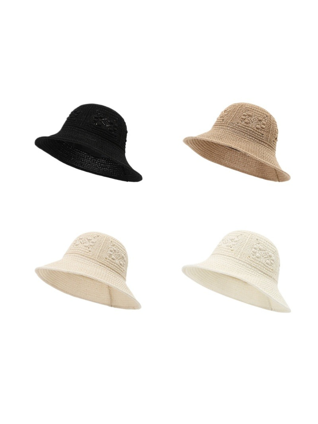 Haila woven bucket hat with embroidered detail in neutral color