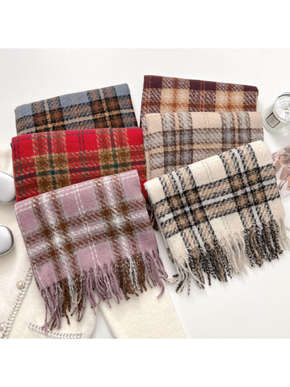 Scarvii - Classic Plaid Fringe Warm Scarf