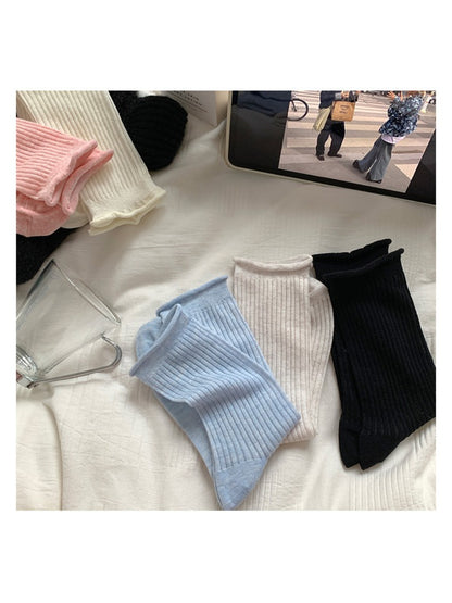 Rufia - Classic Ribbed Texture Crew Socks