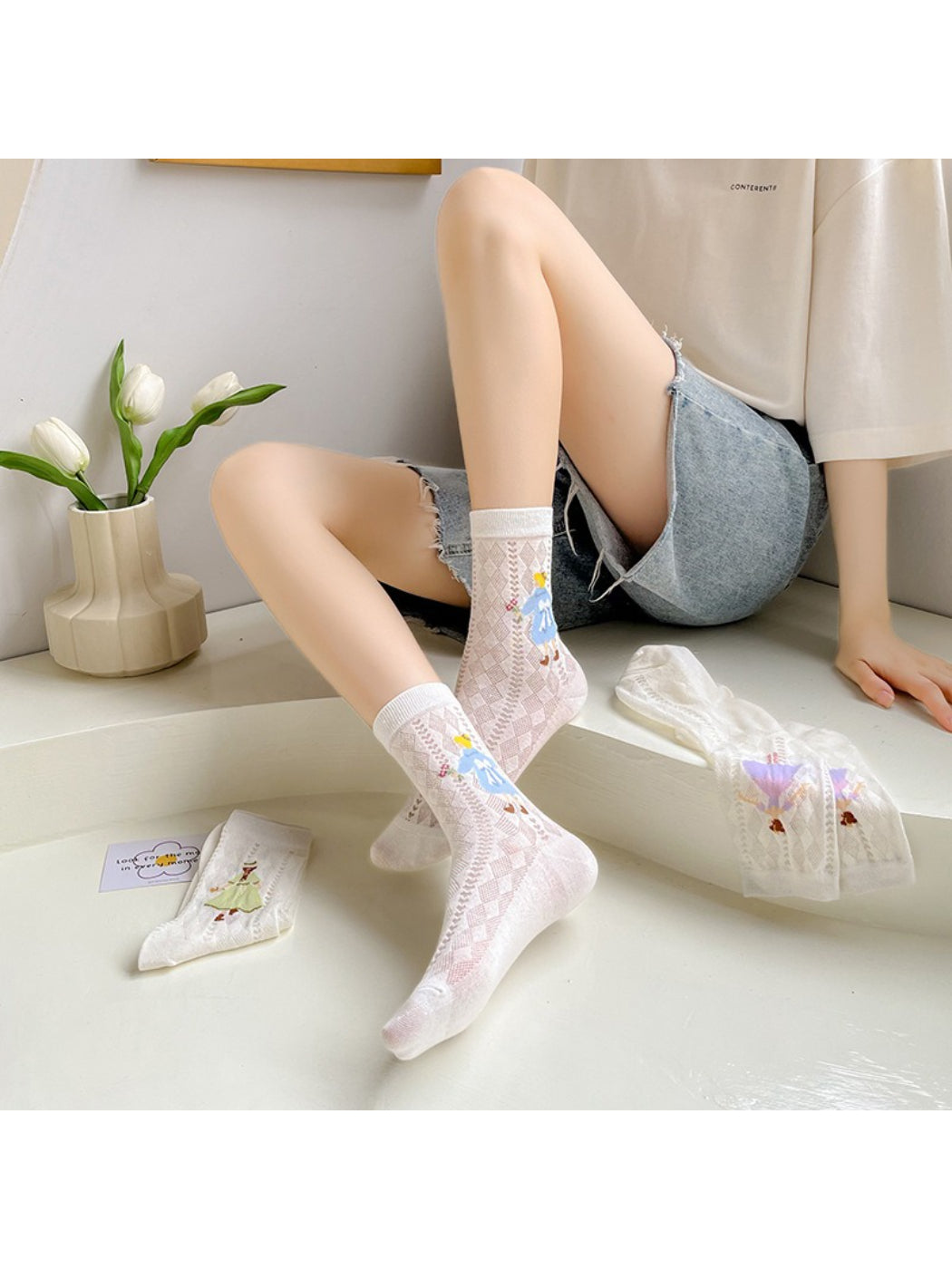 Rufia - Storybook Girl Embroidered Crew Socks product image 3