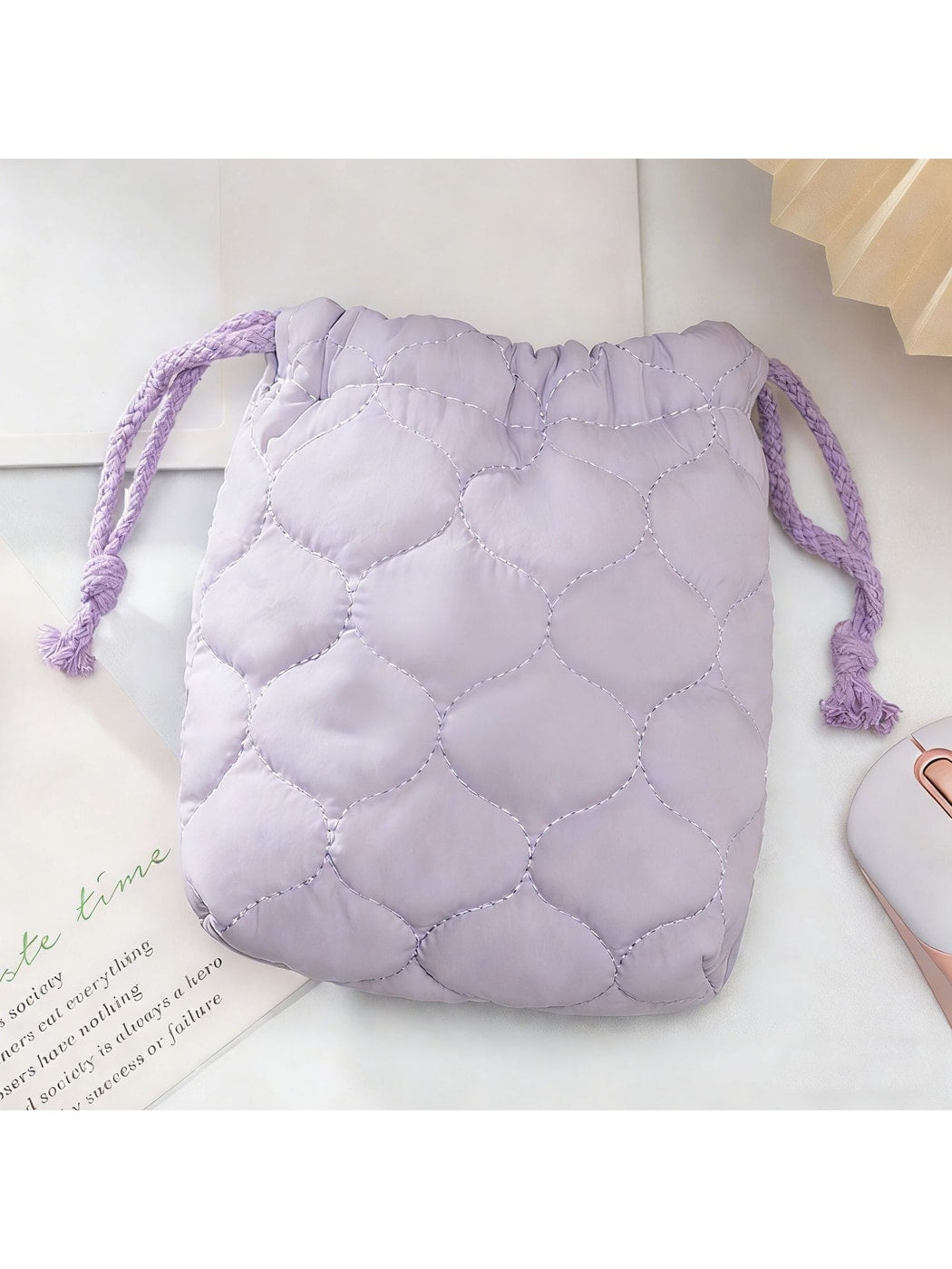 Cosbai - Quilted Drawstring Storage Pouch Bag