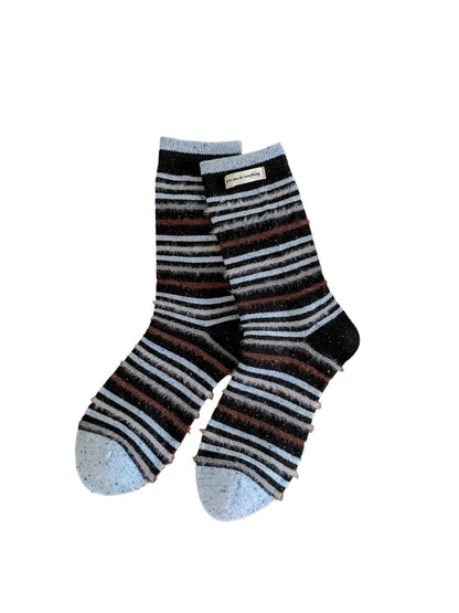 Rufia – Fuzzy Striped Mid-Calf Socks