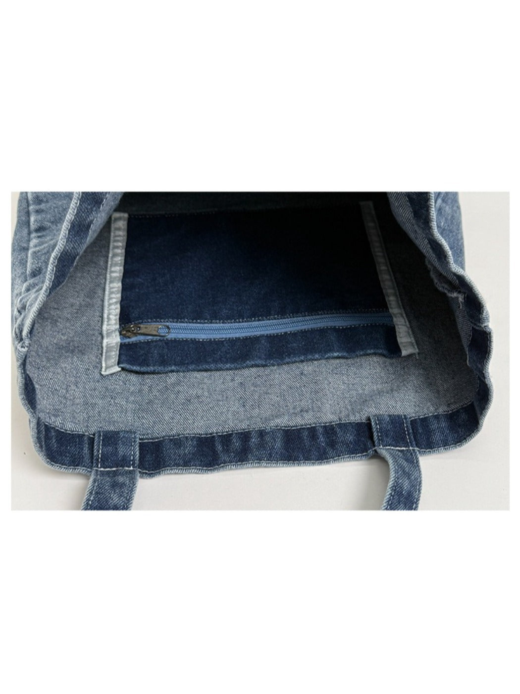 Cosbai - Denim Embroidery Tote Bag for Women