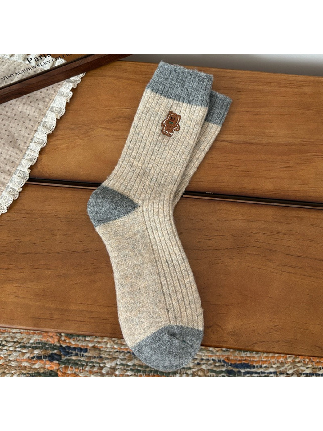 Rufia - Colorblock Winter Motif Crew Socks