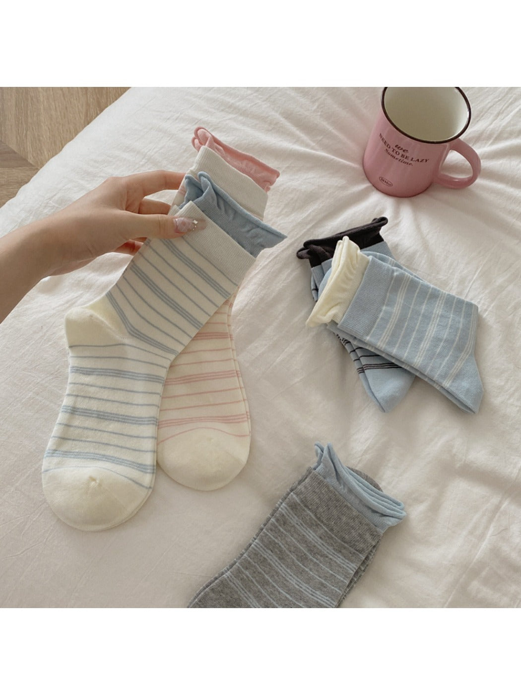Rufia - Striped Mid-Calf Casual Socks for Women