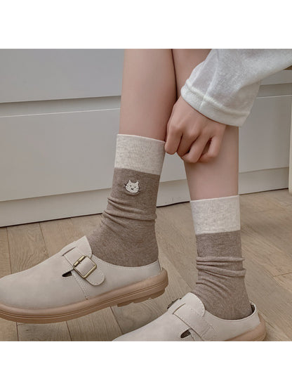 Rufia soft crew socks displayed flat, highlighting soft fabric and animal design
