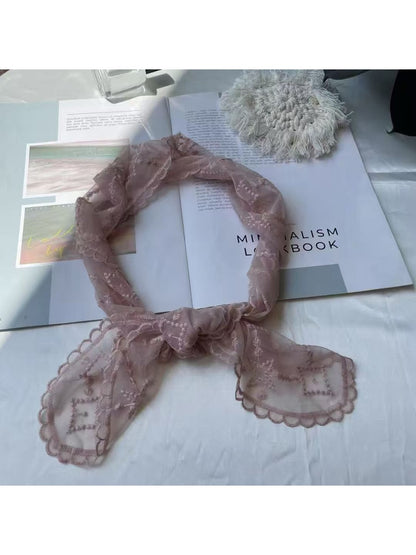 Scarvii - Scalloped Edges Star Pattern Lace Scarf