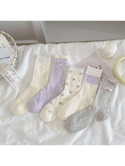Rufia - Floral Detail Knit Crew Socks product image 1