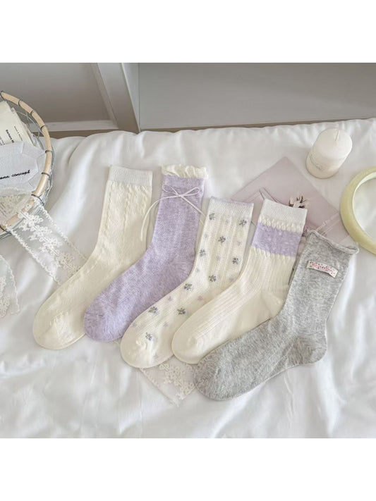 Rufia - Floral Detail Knit Crew Socks product image 1