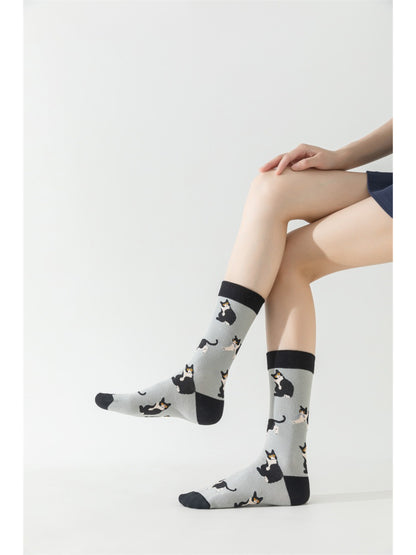 Rufia - Playful Cartoon Cat Pattern Socks