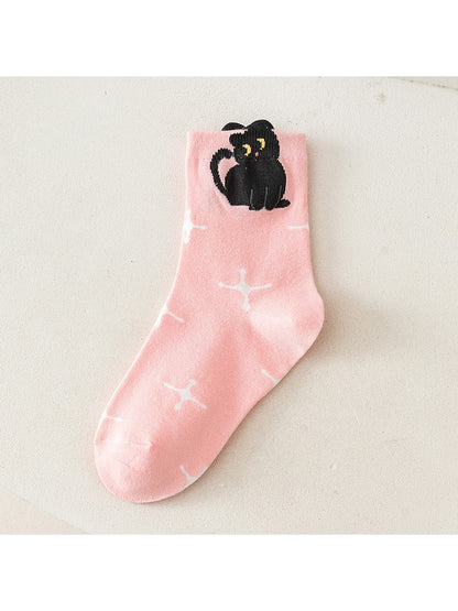 Rufia - Playful Animal Pattern Casual Crew Socks