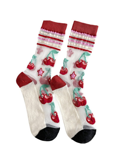 Rufia - Retro Cute Thin Mid-Calf Socks - Sweet & Breezy