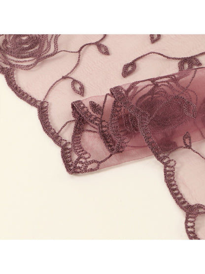 Scarvii - 31.5'' Elegant Rose Embroidered Square Scarf