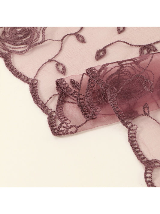 Scarvii - 31.5'' Elegant Rose Embroidered Square Scarf
