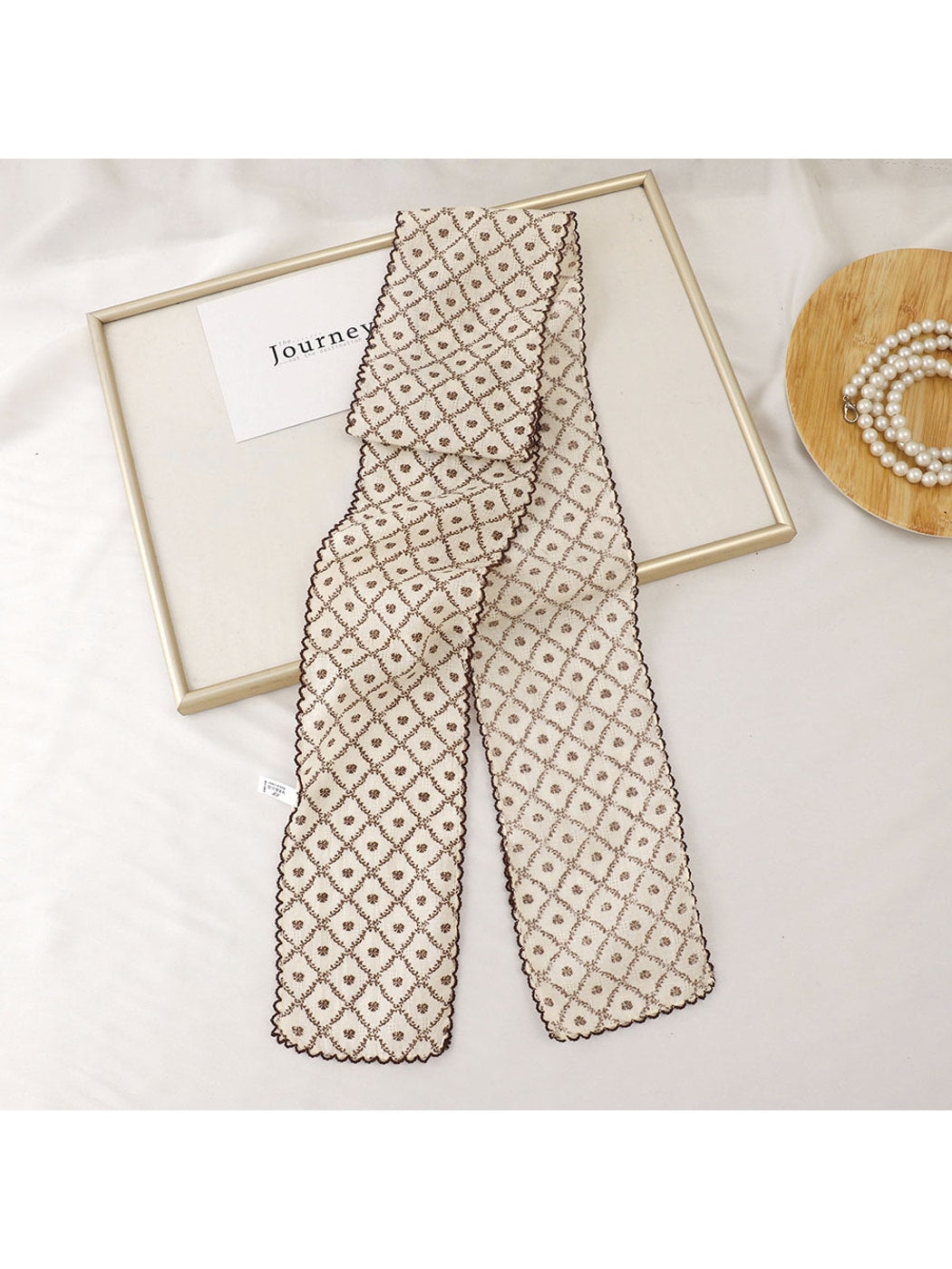Scarvii - Printed Floral Neck Styling Narrow Scarf