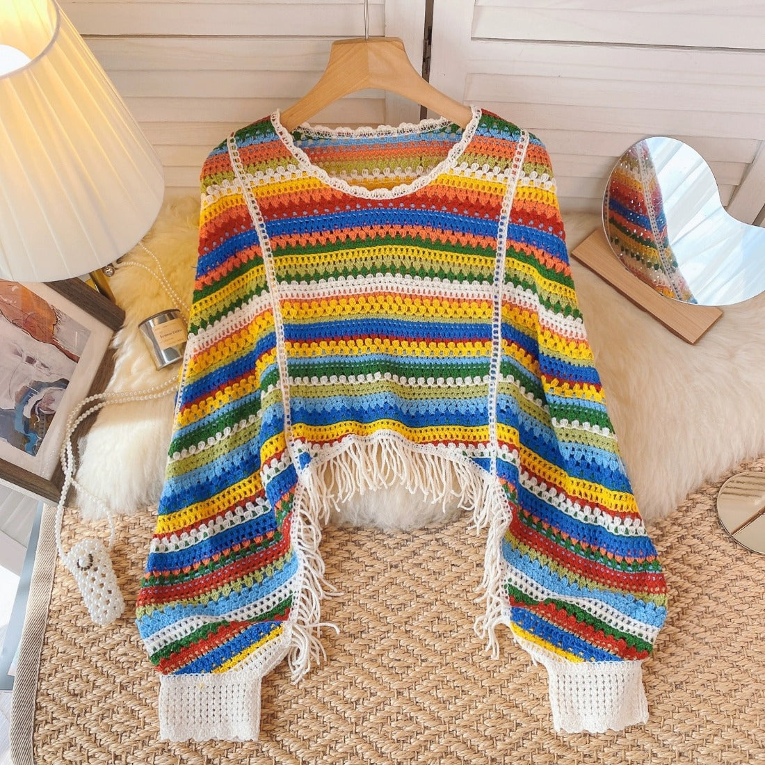 Crosa - Vintage Rainbow Hollow Knit Sweater