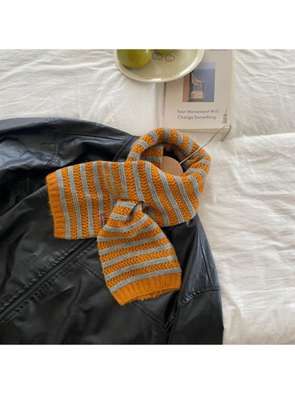 Scarvii - Striped Textured Knit Pull Through Scarf