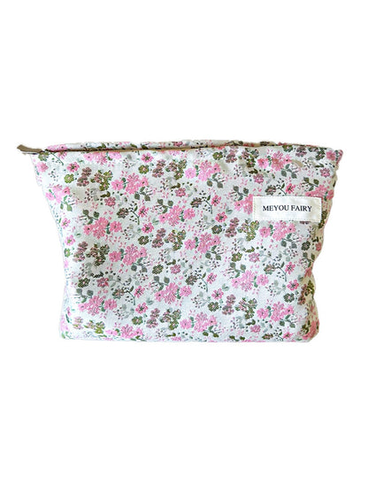 Cosbai - Floral Print Zipper Cosmetic Organizer Bag