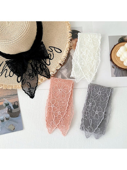 Scarvii - Floral Lace Long Narrow Decorative Scarf